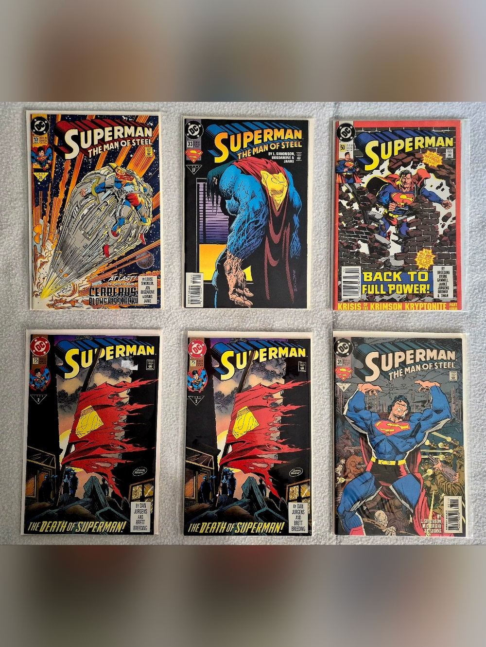 Superman The Man of Steel Lotof6, #13,33,50,75 (2), 31 DC Comics 1990-94 M/NM